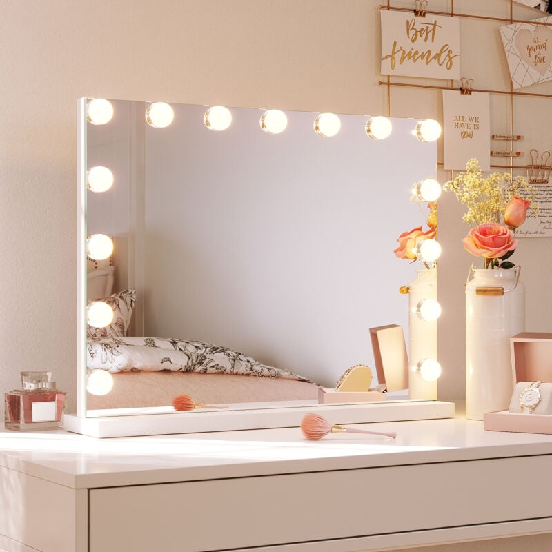 foto del prodotto specchio trucco con luci specchio con on funzione di memoria della temperatura del colore e luminosit e luci led pi fioche 58x45.5x12 cm sirhona
