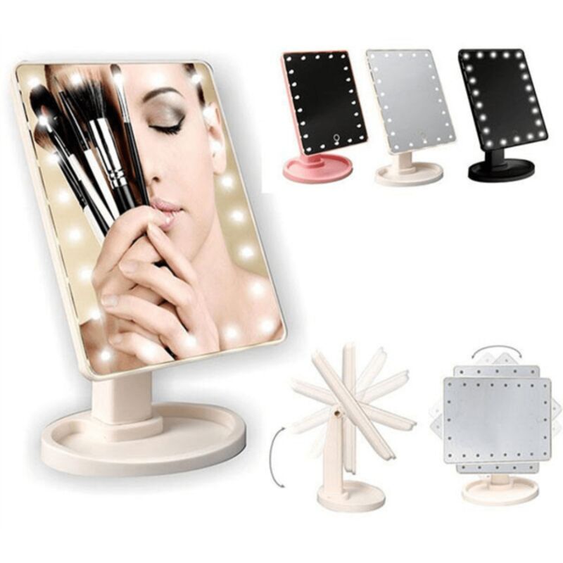foto del prodotto specchio trucco luci 16 led girevole 360 gradi make up large mirror trade shop traesio