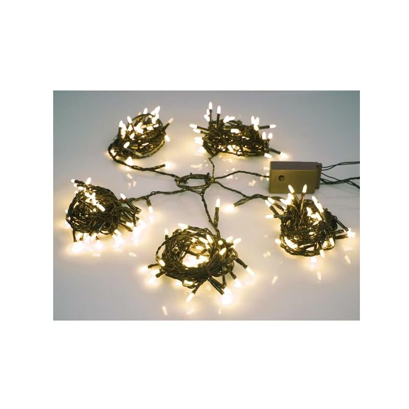 foto del prodotto speed light led 220 lampade bianco caldo filo verde modulatore 24 v per albero da 180 cm 