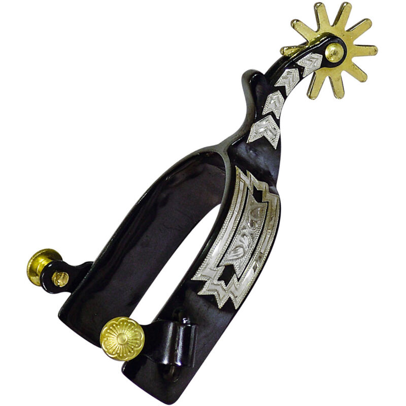 foto del prodotto speroni western in ferro brunito con bottoni in ottone e riporti in alpacca