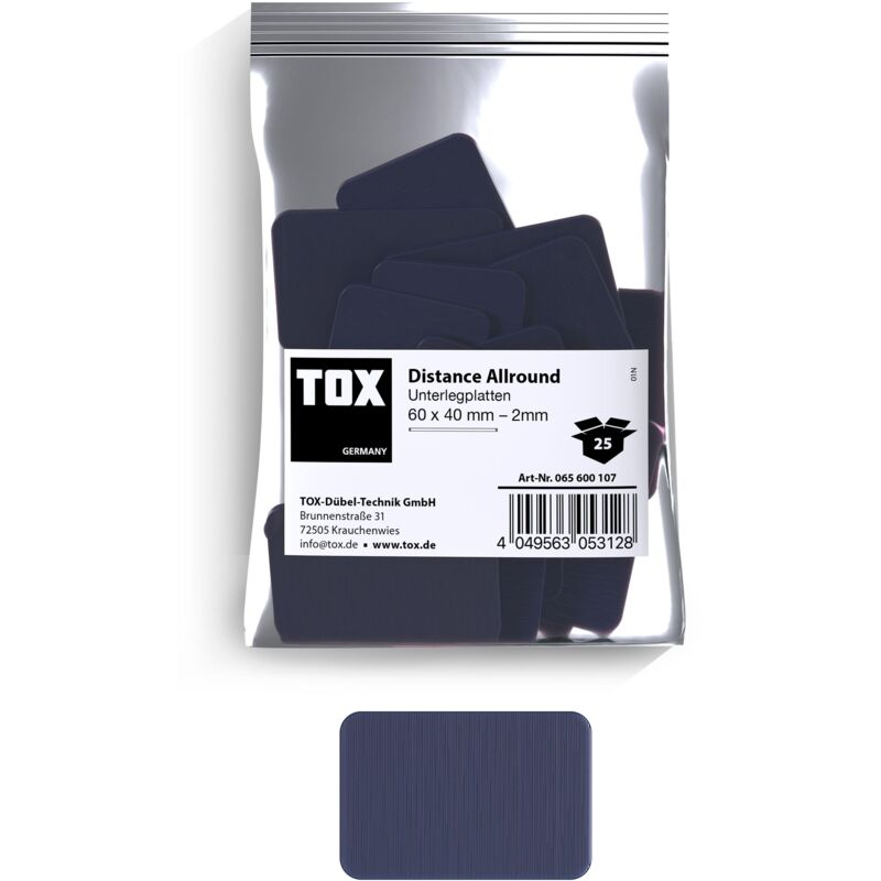 foto del prodotto spessori in plastica 60x40 mm distance allround 2 mm 25 pz. 