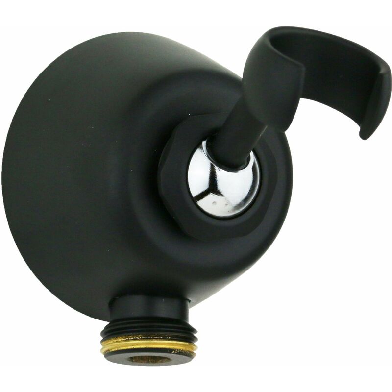 foto del prodotto sphera docce e accessori presa acqua con supporto doccia in ottone finitura nero opaco sphera nero opaco