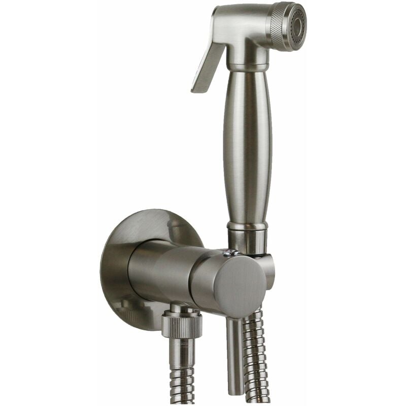 foto del prodotto sphera docce e accessori set bidet con miscelatore e doccia in ottone finitura nichel spazzolato pollini acqua desing d09181203ns nichel spazzolato