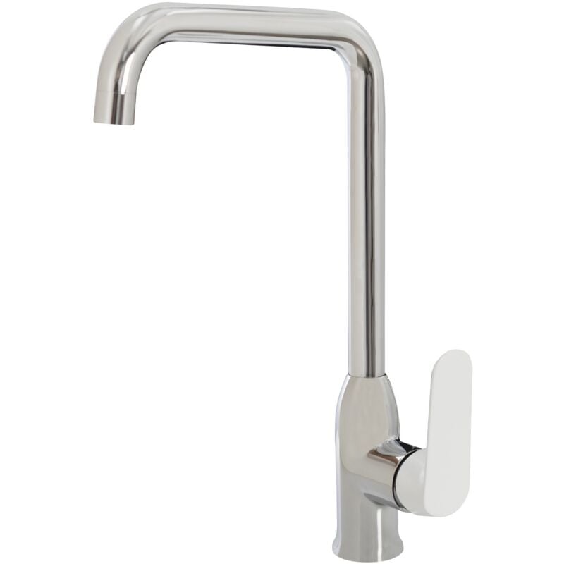 foto del prodotto sphera miscelatore canna alta lavello cromo e bianco con leva monocomando mod. dream