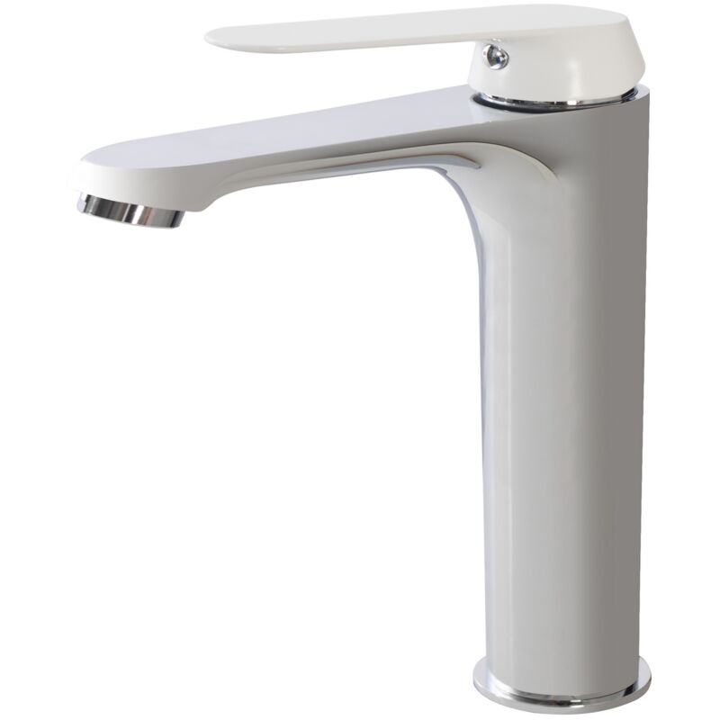 foto del prodotto sphera miscelatore lavabo canna alta cromo e bianco con leva monocomando mod. dream