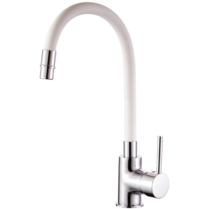 foto del prodotto sphera miscelatore lavello cromo e bianco con leva monocomando mod. flex