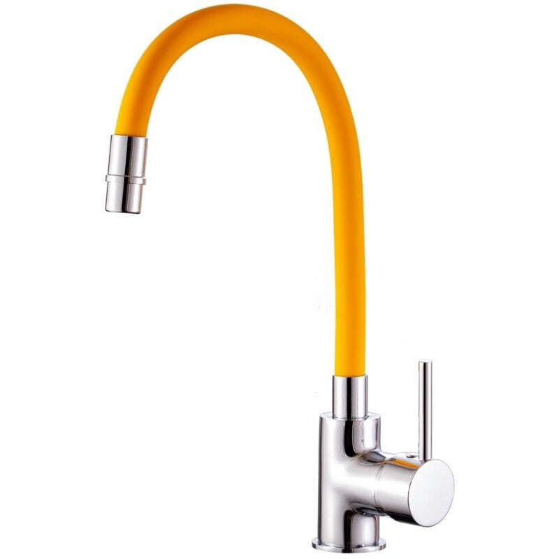 foto del prodotto sphera miscelatore lavello cromo e giallo con leva monocomando mod. flex