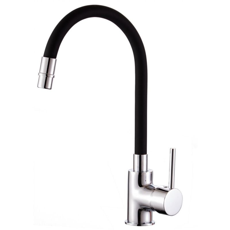 foto del prodotto sphera miscelatore lavello cromo e nero con leva monocomando mod. flex