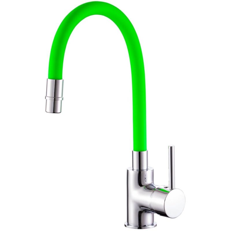 foto del prodotto sphera miscelatore lavello cromo e verde con leva monocomando mod. flex