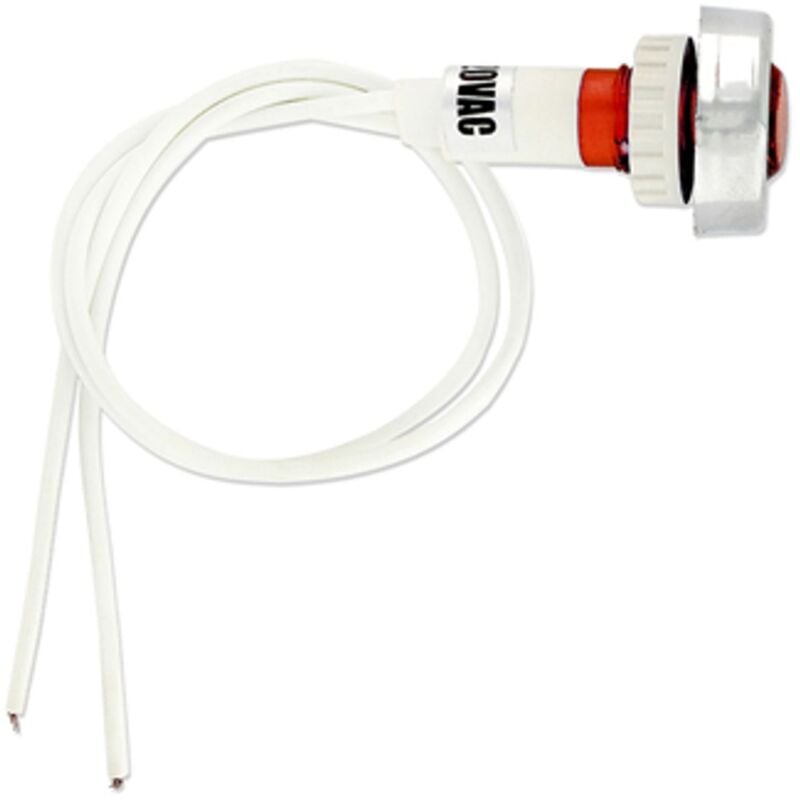 foto del prodotto spia luminosa rosso tondo con fili e ghiera cromata d.10mm universale vari usi