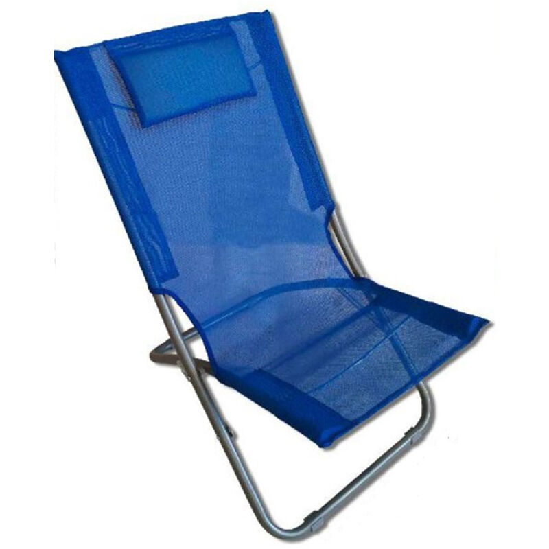 foto del prodotto spiaggina con cuscino per testiera blu textilene 57x47x95cm pieghevole portatile 281032 trade shop traesio
