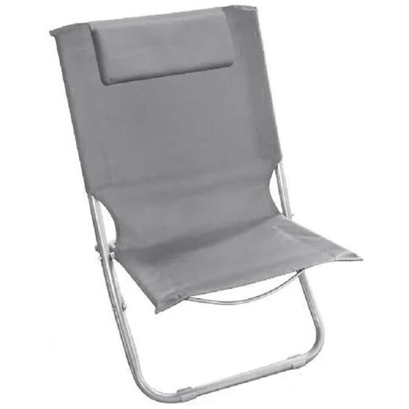 foto del prodotto spiaggina con cuscino per testiera grigio 57x47x95 cm pieghevole portatile 281017 trade shop traesio
