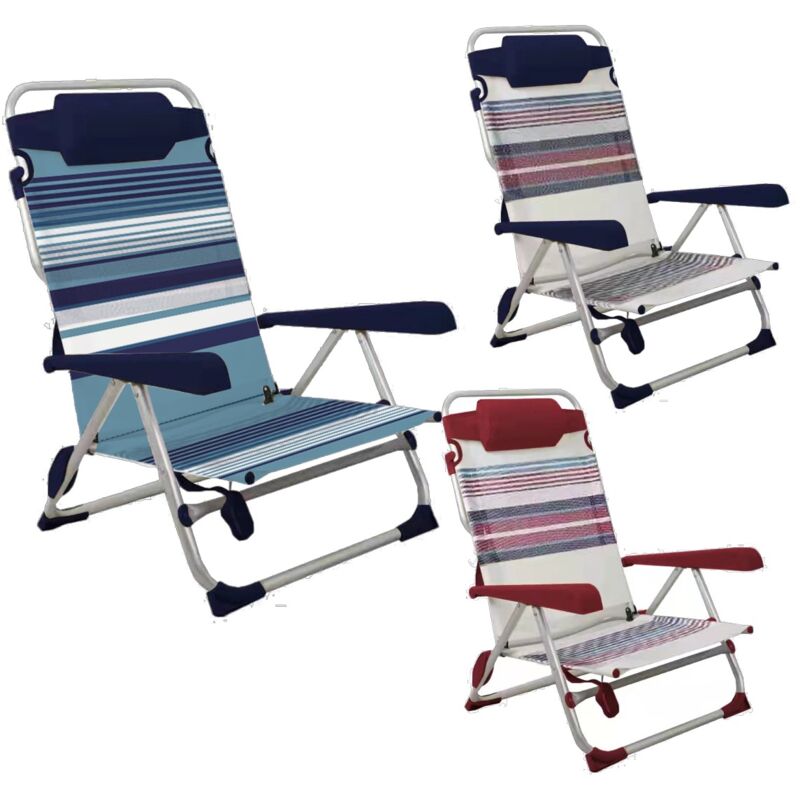 foto del prodotto spiaggina relax deco 4 posizioni in alluminio con tessuto in texilene tubo 19 mm richiudibile colore assortito