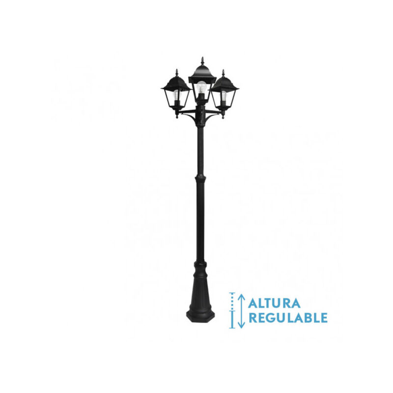 foto del prodotto spica 3xe27 nero lampione da esterno in alluminio spica 3xe27 nero ip44 220x62x62 cm regolabile in altezza