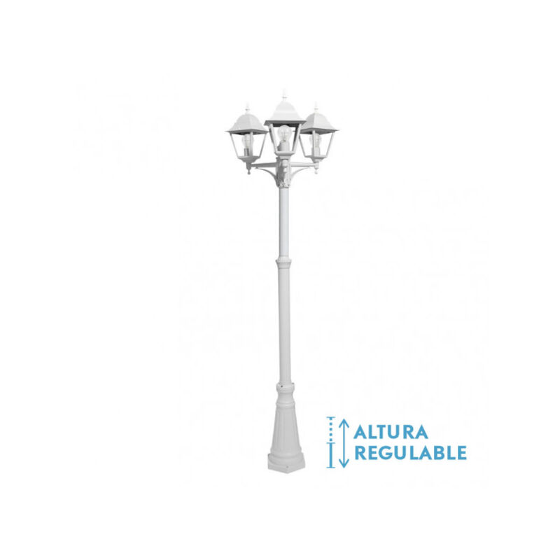 foto del prodotto spica 3xe27 white lampione da esterno in alluminio spica 3xe27 white ip44 220x62x62 cm regolabile in altezza