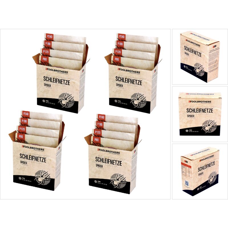 foto del prodotto spider set di retine per levigare 150 mm 4 confezioni 160x reti per levigare klett 40x ciascuna p80 p120 p180 240 per legno duro, legno dolce,