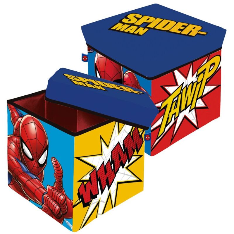 foto del prodotto spiderman pouf sedile porta oggetti in tessuto