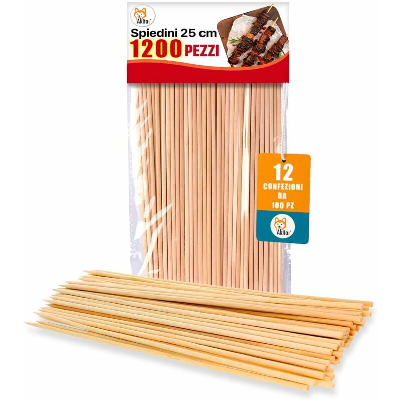 foto del prodotto spiedini bamb naturale 25cm 1200 pezzi per bbq e finger food