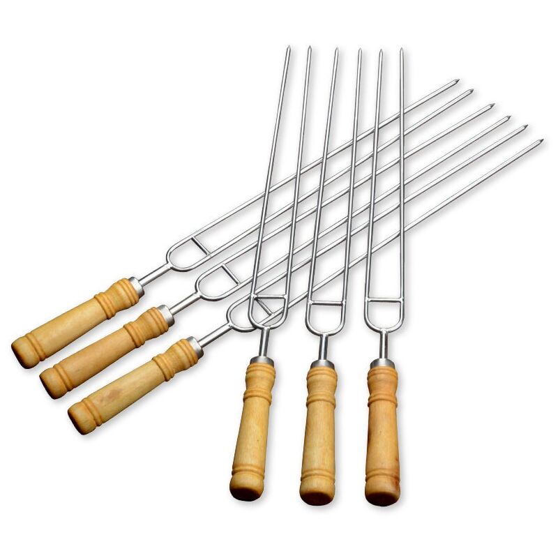 foto del prodotto spiedini per barbecue, bastoncini per barbecue in acciaio inossidabile con manici in legno spiedini per barbecue da 42 cm con borsa per barbecue per