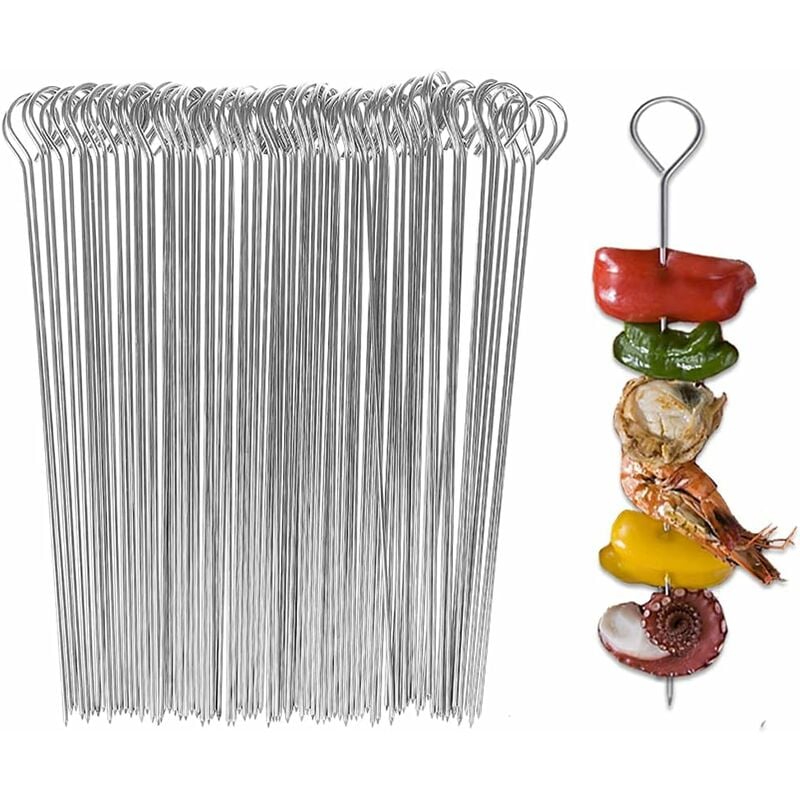 foto del prodotto spiedini per barbecue in acciaio inossidabile da 20 cm bastoncini da cocktail spiedini di verdure punte di vetro martini riutilizzabili 200 pezzi