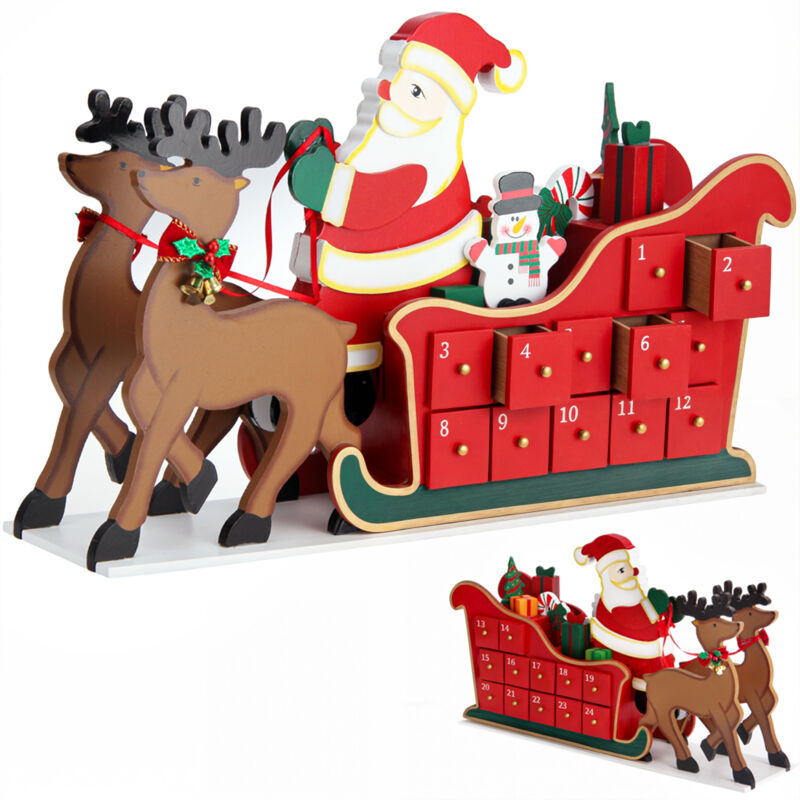 foto del prodotto spielwerk calendario dell avvento in legno riutilizzabile con cassettini da riempire calendario avvento slitta