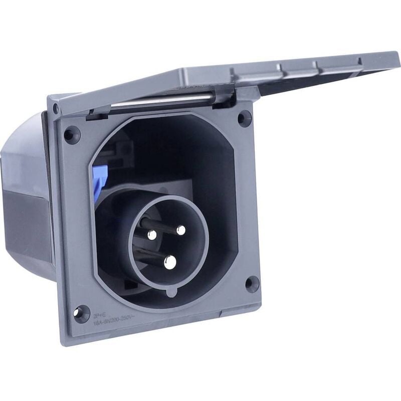 foto del prodotto spina cee per caravan 230 v 16 a spina da esterno con coperchio incernierato spina tripolare per caravan per uso esterno ip44 made in