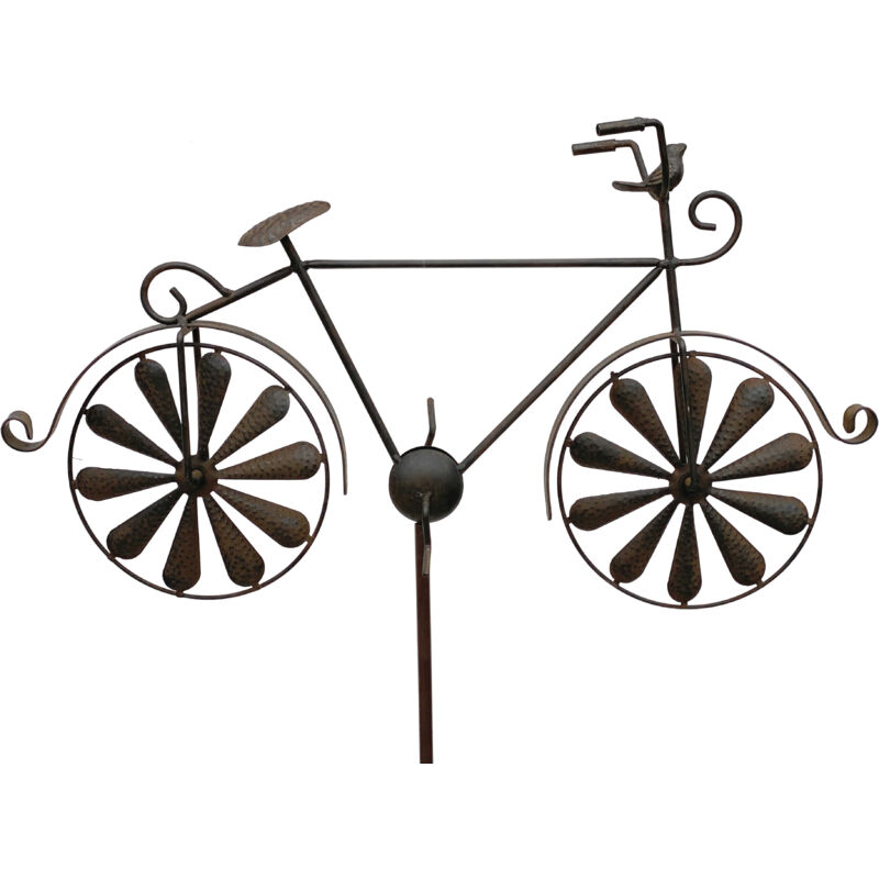 foto del prodotto spina da giardino bicicletta in metallo xl 135 cm ruota marrone ruggine 96004 carillon del vento ruota del vento resistente alle intemperie decorazione del giardino bastone da giardino spina d - dandibo
