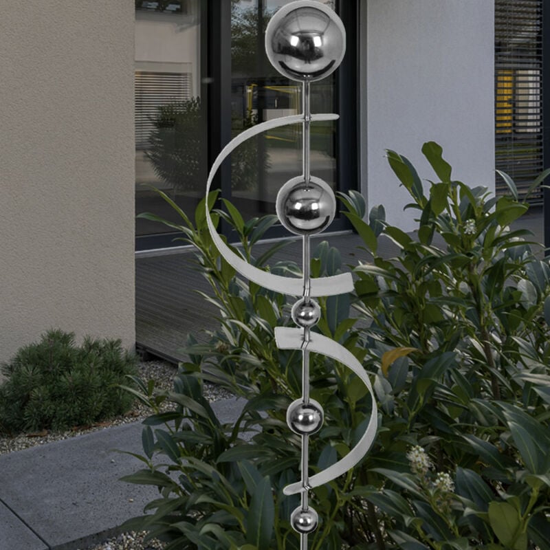 foto del prodotto spina da giardino in acciaio inossidabile con fiocco a sfera decorazione terrazze picchetto da esterno argento harms 507188