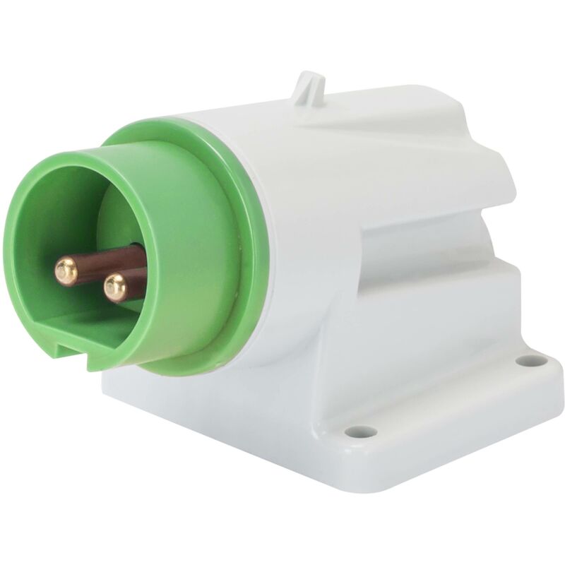 foto del prodotto spina fissa da parete 90 gradi ip44 2p 16a 20 25v 40 50v verde cablaggio a vite