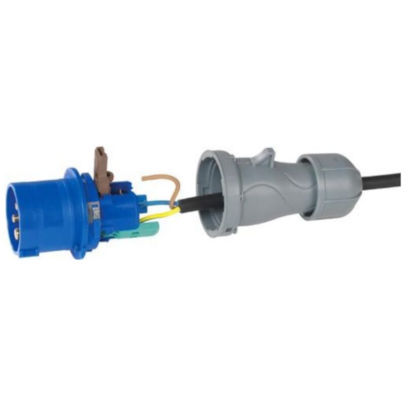 foto del prodotto spina industriale 230v a cablaggio rapido, 2p t, 16a, ip67, blu rosi 8213r