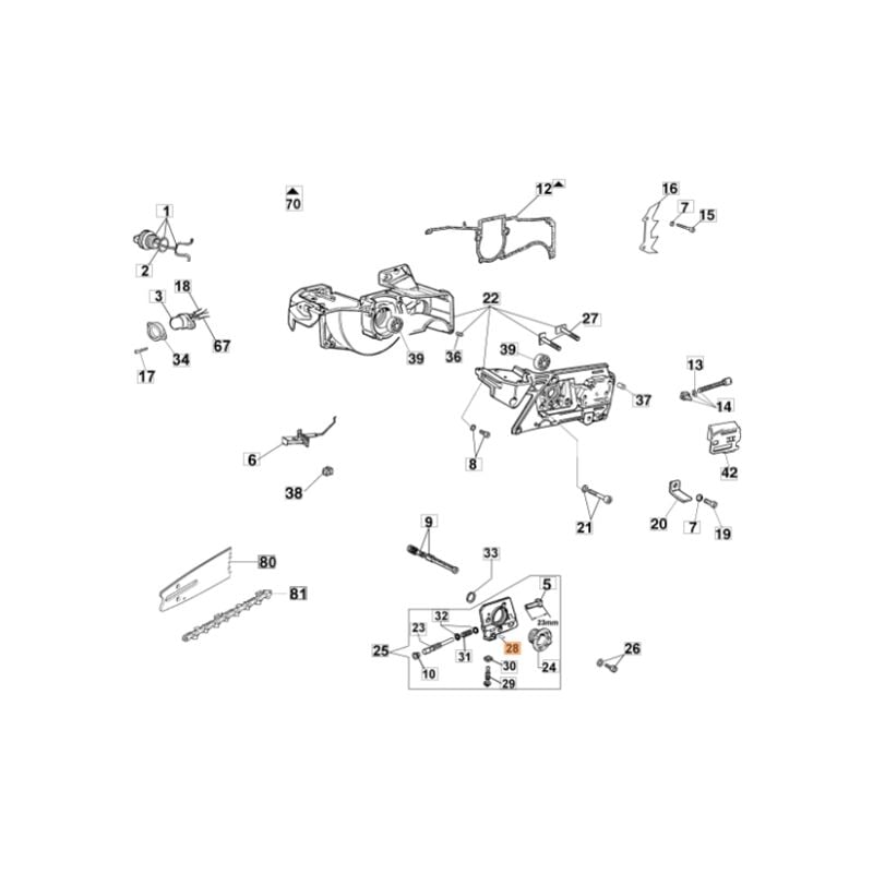 foto del prodotto spina motosega modelli 956 gs630 originale oleomac 097000062