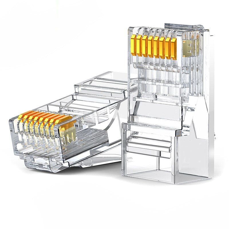foto del prodotto spina punta rj45 8p8c cat 6 trasparente set da 10 pz
