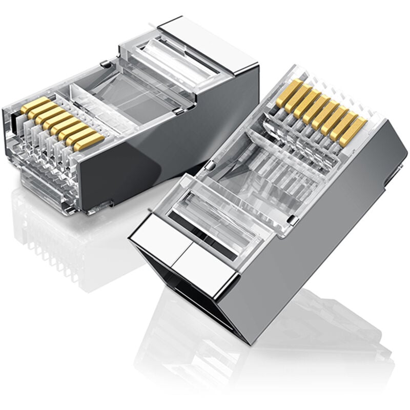 foto del prodotto spina rj45 per doppino intrecciato 8p8c utp cat. 6 argento set da 10 pz.