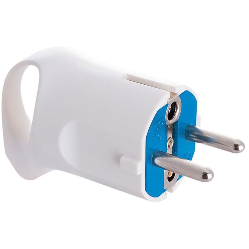 foto del prodotto spina schuko 4.8mm 16a 250v t/tl bianca con anello per estrazione facile solera 6566a