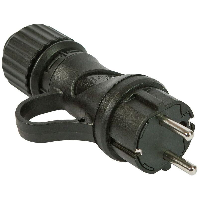 foto del prodotto spina schuko nera con anello 16a 250v ip44 per sistema eiva