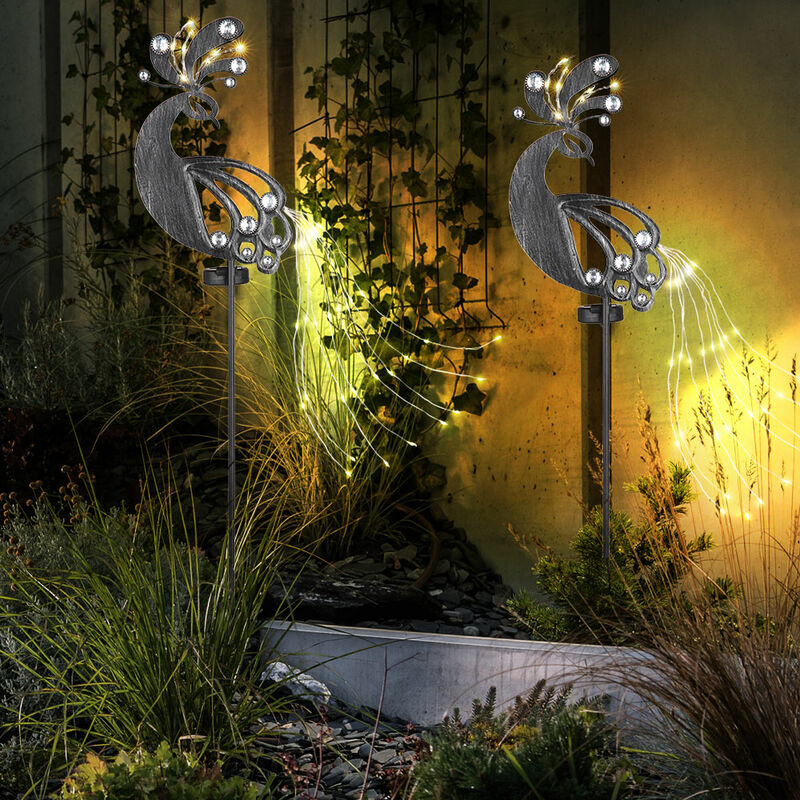 foto del prodotto spina solare da giardino spina luce lampada solare per la decorazione del giardino esterno design pavone, metallo plastica, led 3000k, lxlxa