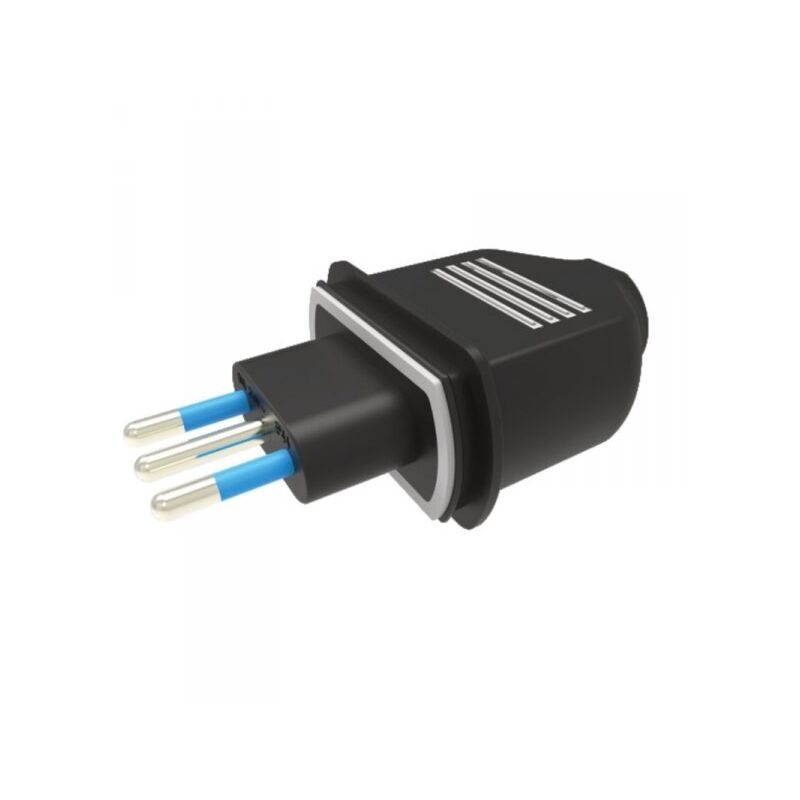 foto del prodotto spina volante in gomma 250v 16a 2p t impermeabile ip44 nero