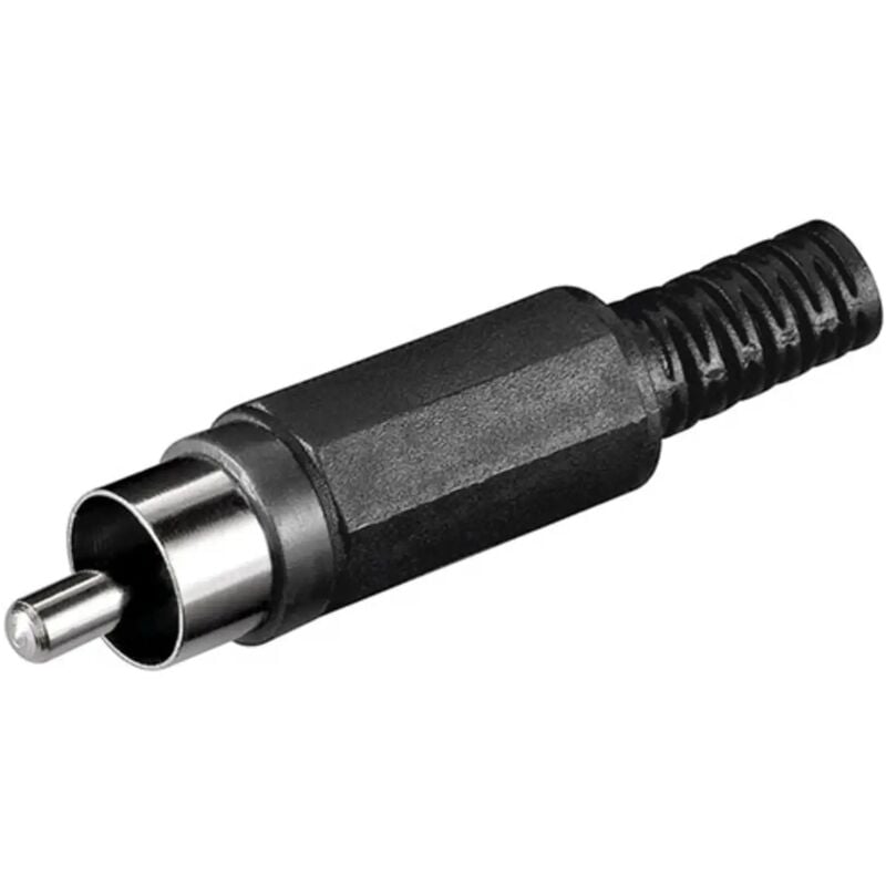 foto del prodotto spina volante rca di plastica con guida cavo connettore nero