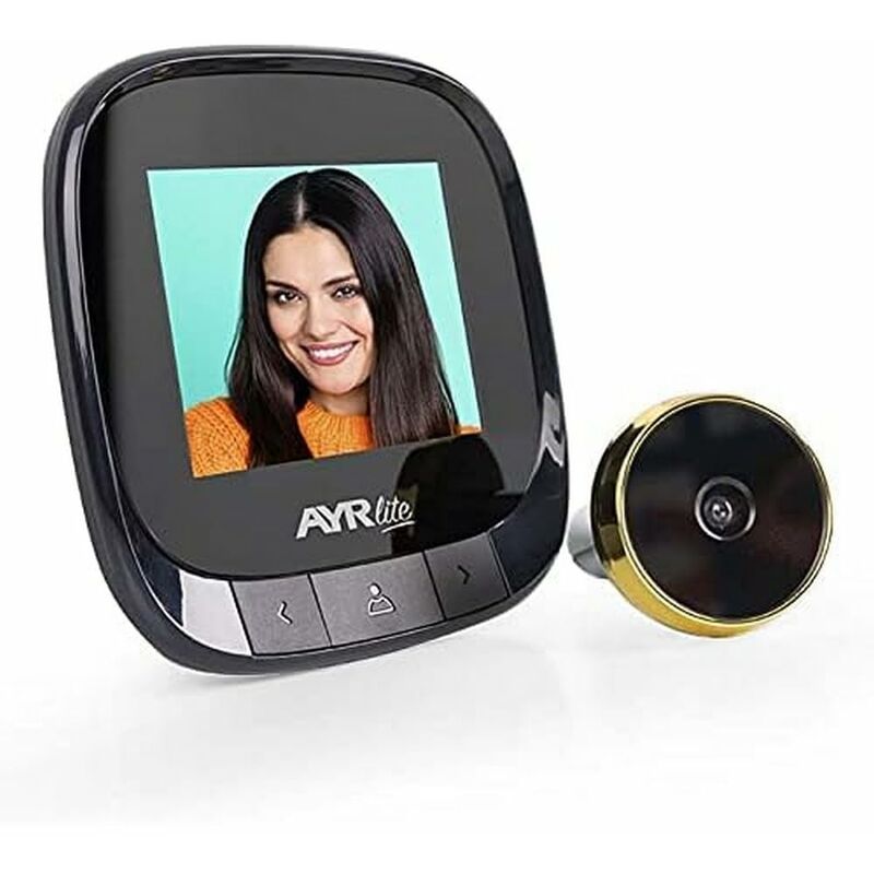 foto del prodotto spioncino digitale ayr lite 9001. registrazione delle immagini. batteria interna ricaricabile. finitura nero ottone.