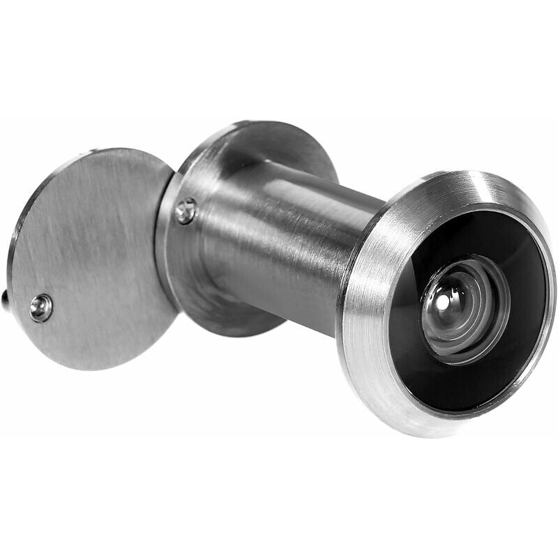 foto del prodotto spioncino per porta in look acciaio inox spioncino per porta per montaggio su ante da 35 55 mm con angolo di 200 con rosetta di copertura in