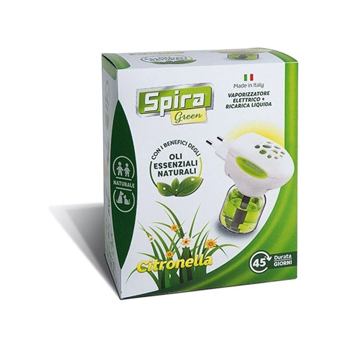 foto del prodotto spira green elettroemanatore doppio utilizzo liquido e piastrine antizanzare agli olli naturali 220 240 v fino a 45 notti di protezione