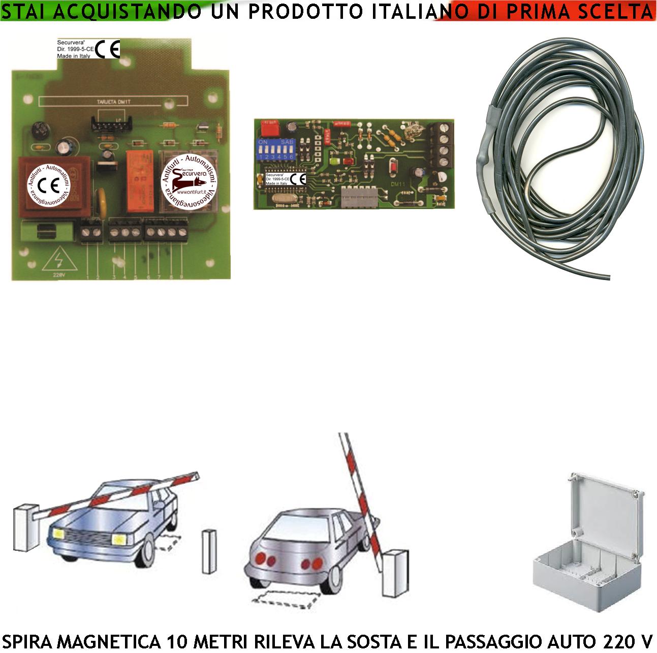 foto del prodotto spira magnetica interrata 10 metri rileva passaggio o sosta autoveicolo alimentazione 230 v 50 hz utile controllo semaforo automatismo barra cancello sicurezza