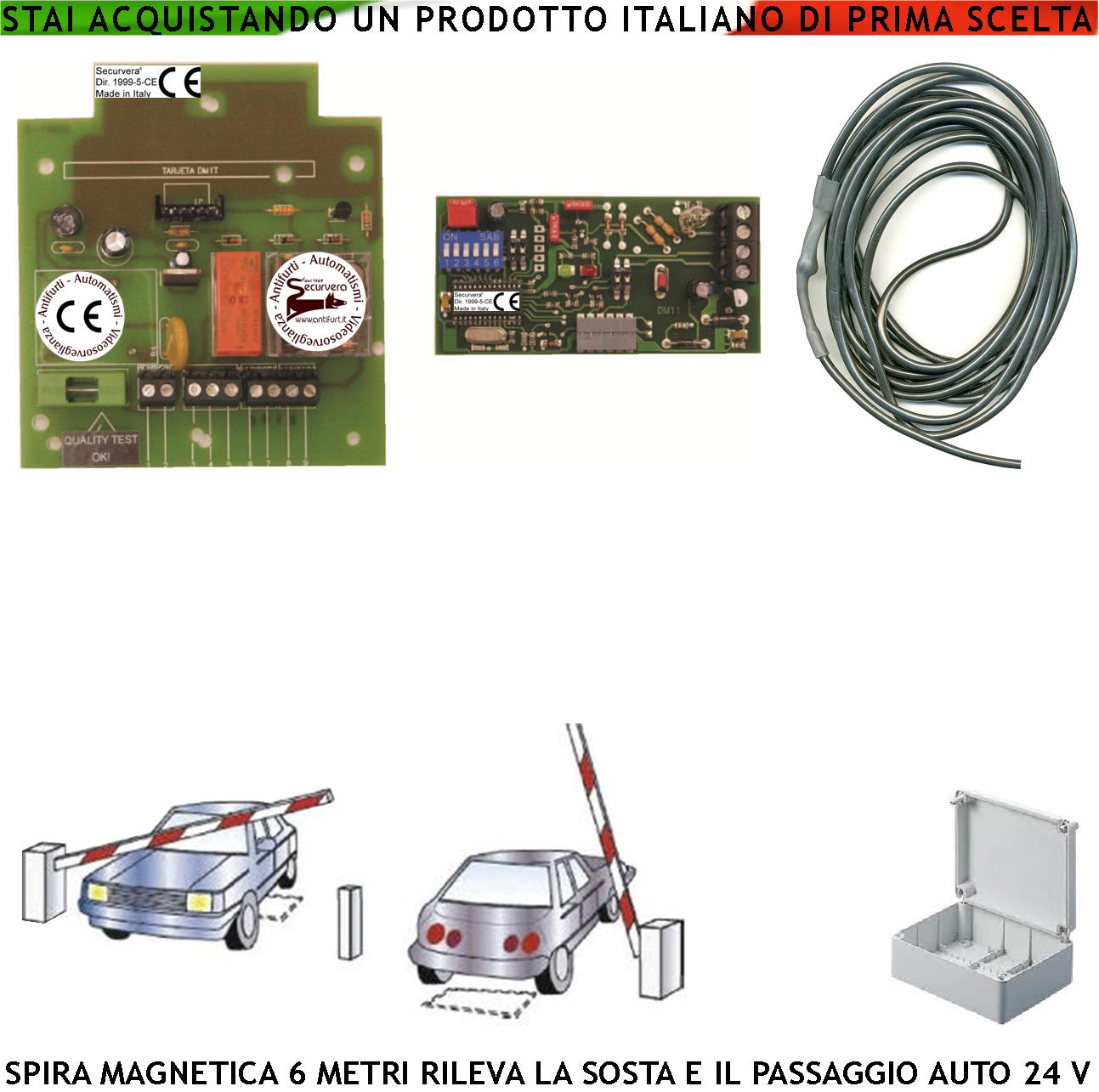 foto del prodotto spira magnetica sotto tappeto 6 metri rileva passaggio o sosta autoveicoli alimentazione 12 24 vacdc gestione semaforo automatismo barra cancello accesso sicuro