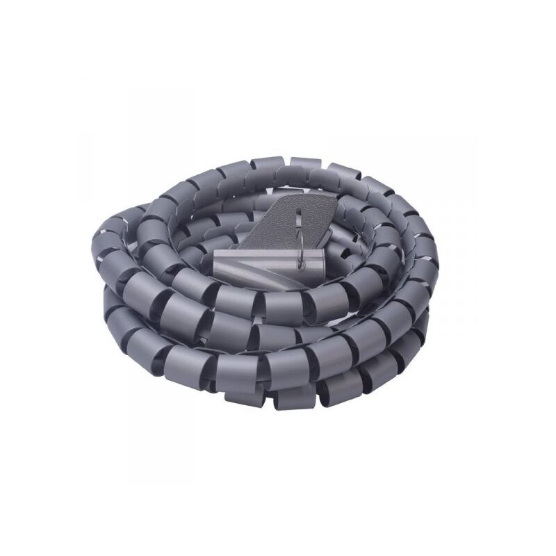 foto del prodotto spirale avvolgi cavo flessibile guaina raccogli organizzer cavi fermaglio guidafilo incluso 1,8m d15mm grigio