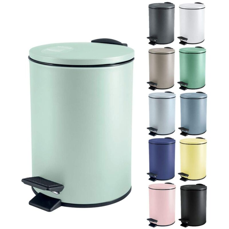 foto del prodotto spirella adelar pattumiera da 3 litri, in acciaio inox, con abbassamento automatico e secchio interno, chiusura delicata, colore verde opaco