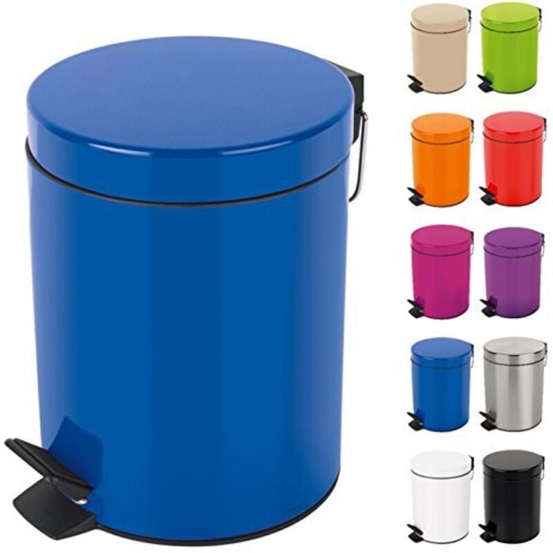foto del prodotto spirella pattumiera sydney in metallo da 3 o 5 litri con contenitore interno in plastica riciclata per bagno, pattumiera a pedale, blu