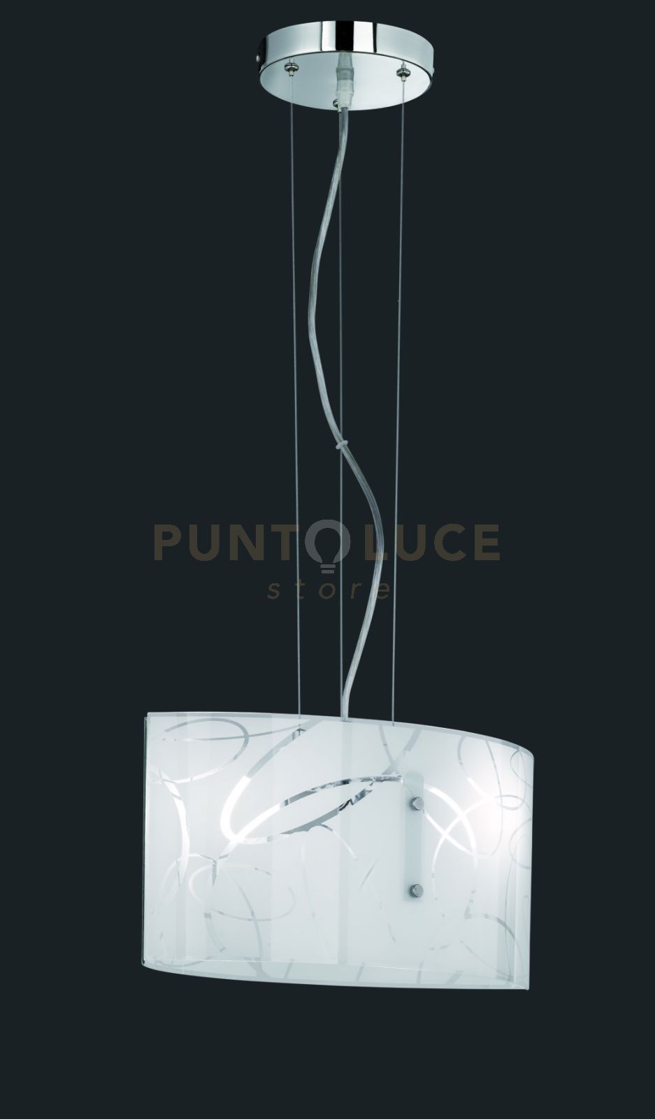 foto del prodotto spirelli sospensione rettangolare doppio vetro decoro cerchi l.40cm 2 luci attacco e27