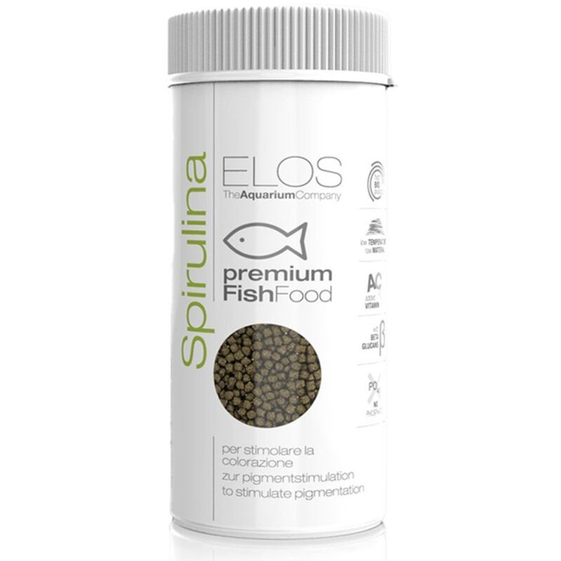 foto del prodotto spirulina plus 65gr alimento in granuli formula colorazione sistema immunitario elos