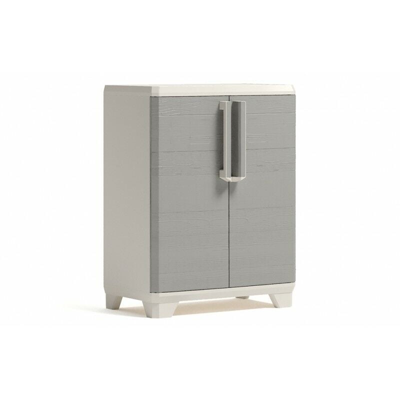 foto del prodotto split cabinet recycling premium wood contenitore con coperchio per la raccolta differenziata, pattumiera in plastica, beige, 68x39x92 cm keter
