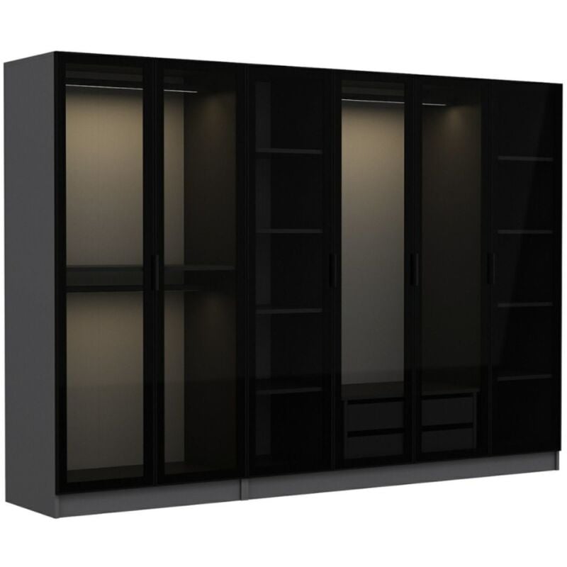 foto del prodotto spogliatoio antracite con scaffali e armadi 90 x 210 x 52 cm opera